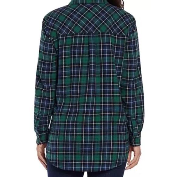 Gap Women's Relaxed Fit Flannel Shirt Sz XXL New Nixie Plaid Blue Green $70 - Picture 2 of 7